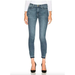 Frame Le High Skinny Jeans in Revere Blue Released Factory Hem 24